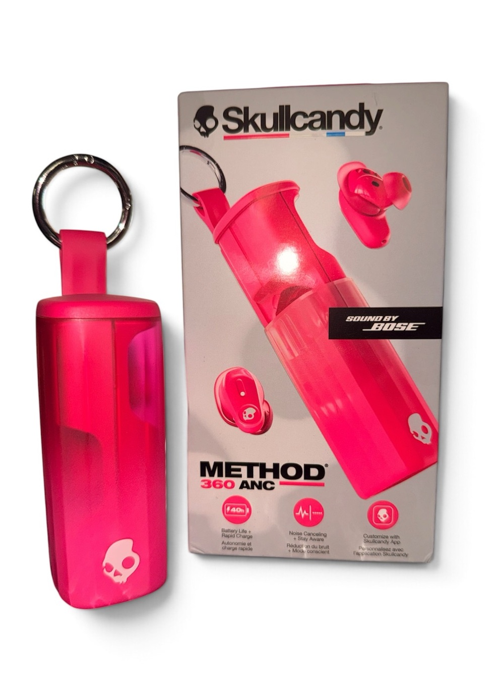 Skullcandy Method 360 ANC True Wireless Earbuds with Hot Pink Charging Case